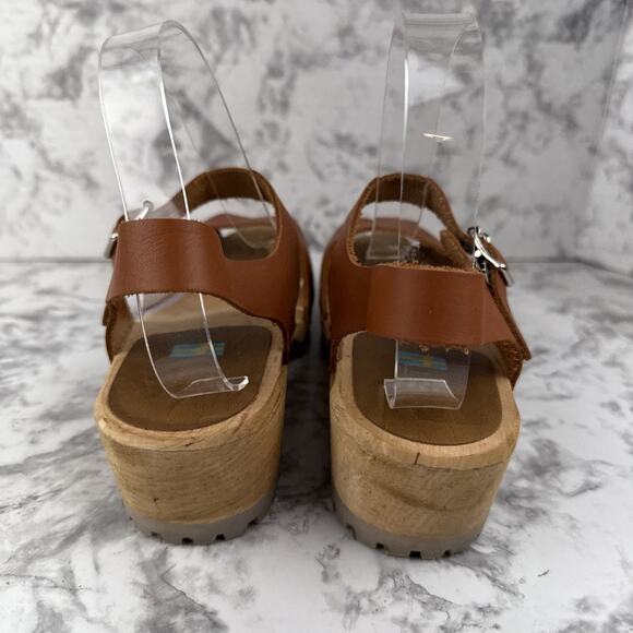 MIA Sweden Womens Anja Open Toe Clog Size 40 US 9 Luggage Brown Leather - Picture 4 of 9